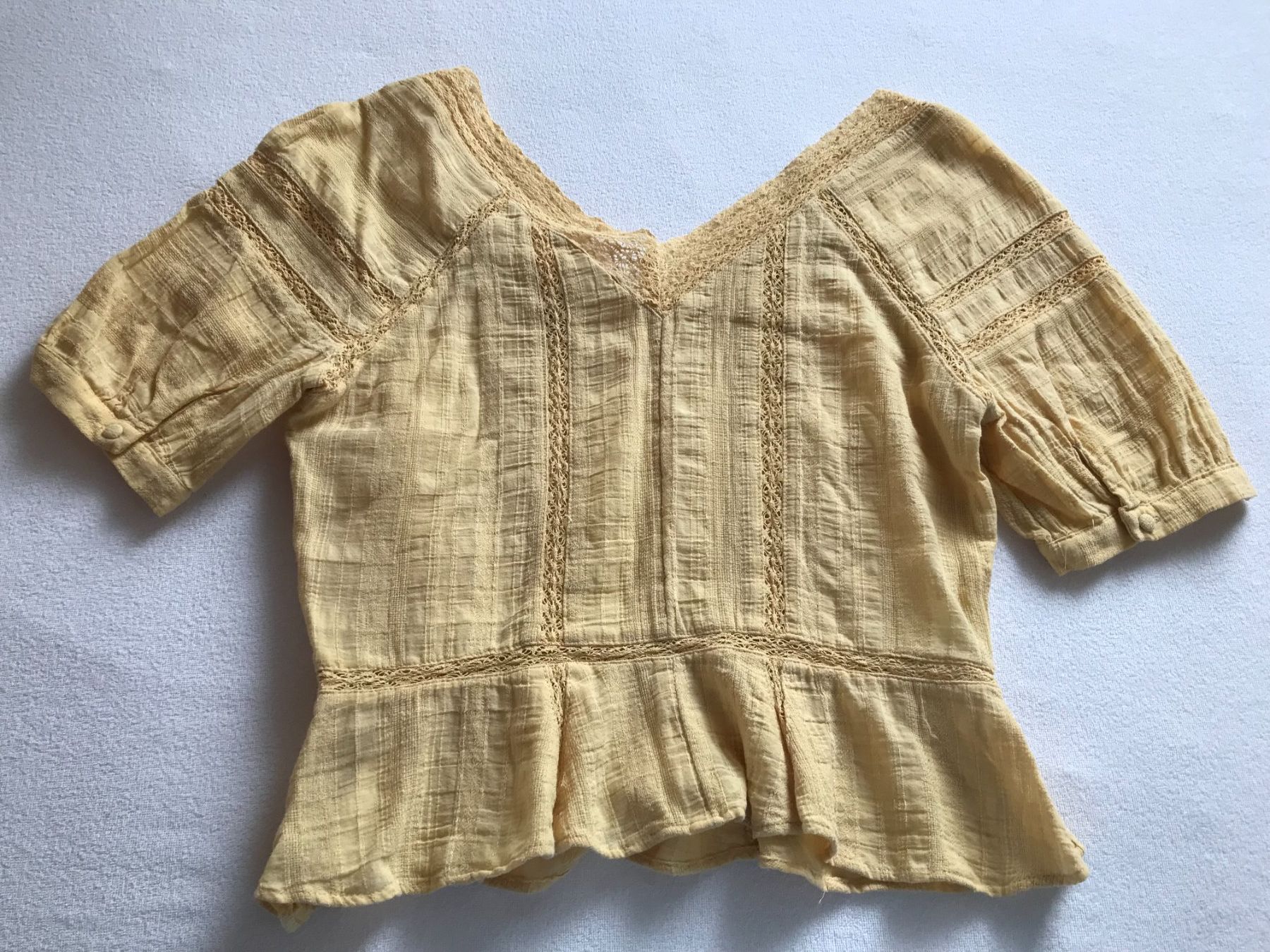 Camicette: Sommer Bluse, Gelb mit Spitze, Grösse 36 – Nuovo (secondo la descrizione) da Brunnenthal venduto da Eco07 1