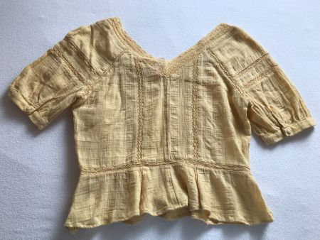 Sommer Bluse, Gelb mit Spitze, Grösse 36