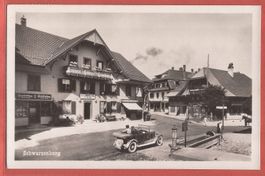 Schwarzenburg - Oldtimer im Dorf - Fotokarte 1930