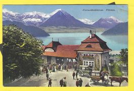 7.7.1920 Bahnhof VITZNAU belebt+ viele Kutschen/104jährigeAK