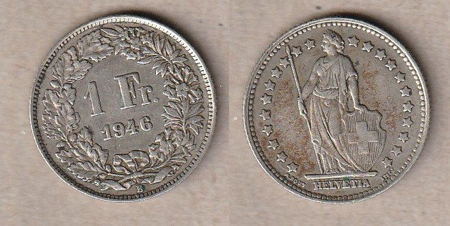 Alle Münzen: 1 Franken 1946 – Gebraucht aus Allschwil von Coinfreak