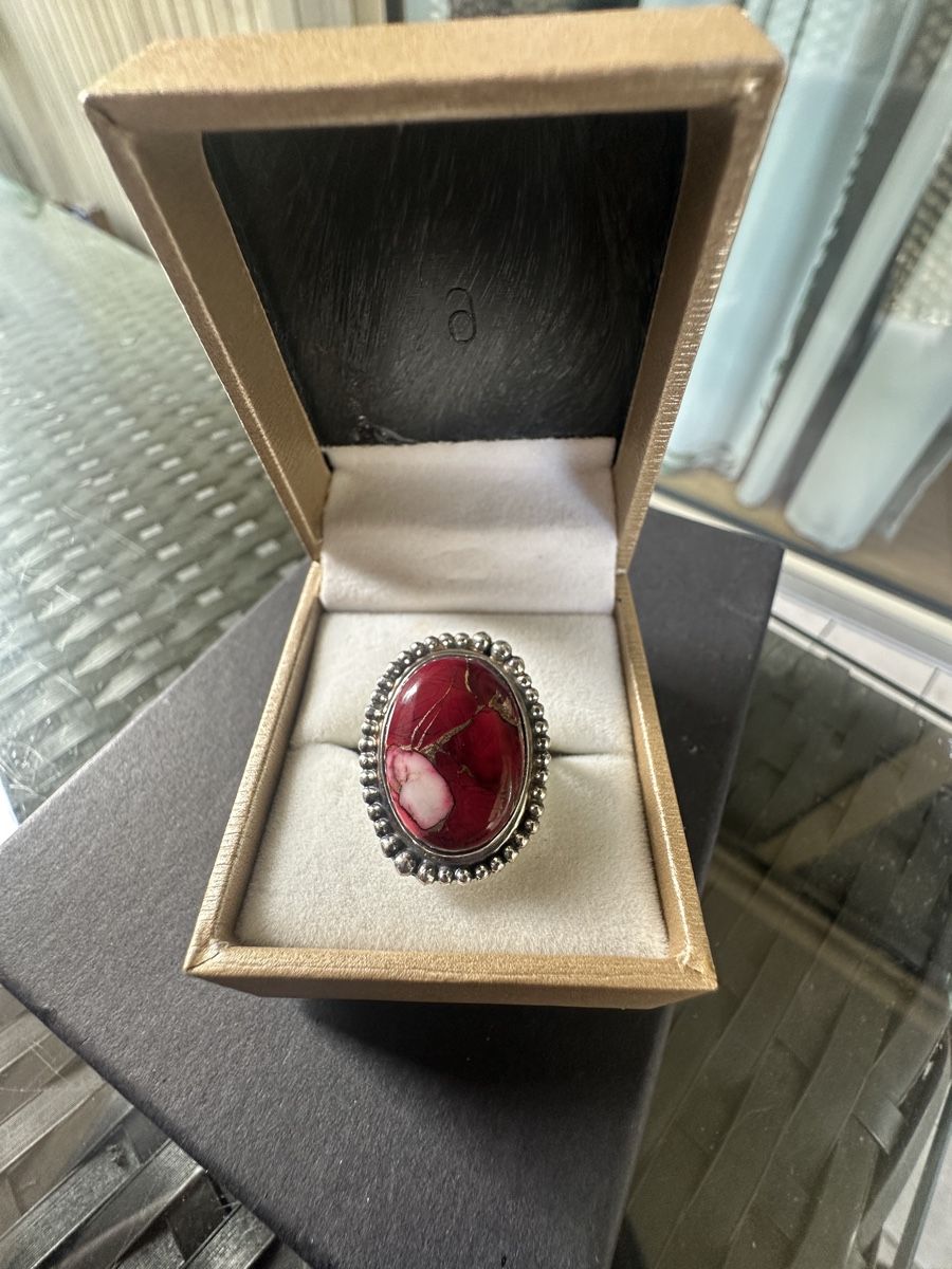 Anelli: Rote Rose Dahlie Kupfer Türkis Silber Ring – Nuovo e nell'imballaggio originale da Kriens venduto da Hortensie6