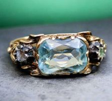 Wunderschöner✨ Art Deco Aquamarin Diamant Ring 14ct 585 Gold