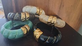 bracelets rigides en résine et fil d'or