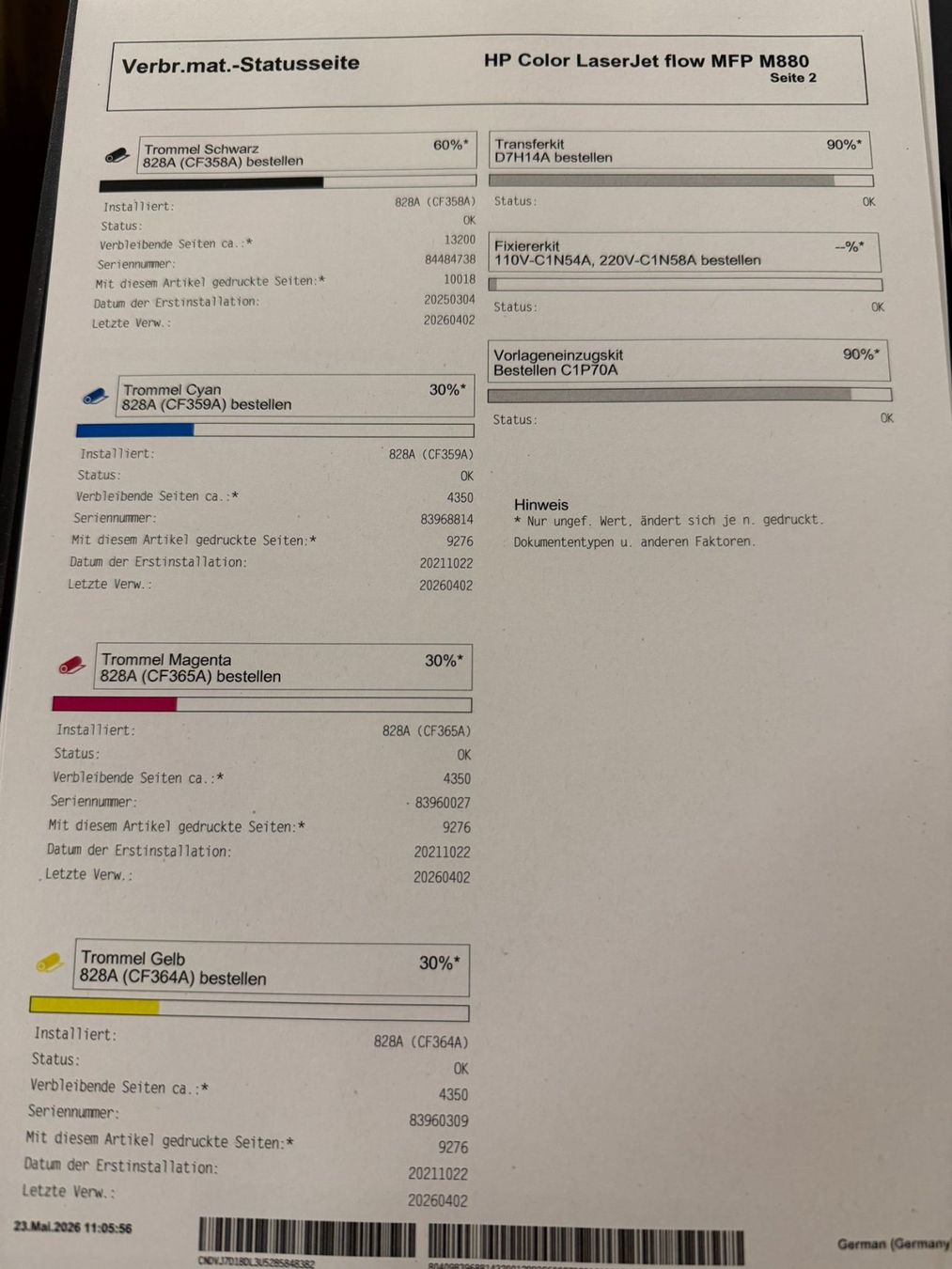 Hewlett Packard Stampanti: HP Color LaserJet Managed Flow MFP M880  A3-Drucker – Usato da Dottikon venduto da refurbished-IT 3