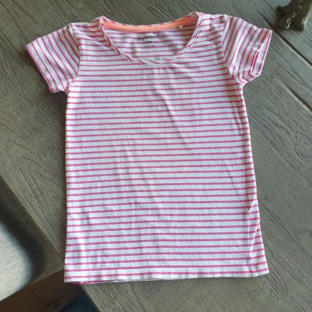 🐸 T-SHIRT PINK GESTREIFT 134 - 140 MANOR