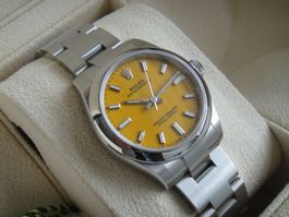 Rolex / Oyster Perpetual / Yellow Dial / Fabrikneu+Kaufbeleg