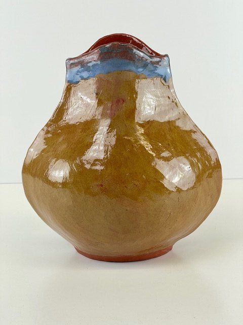 Vasen & Gefässe: Formschöne Kunstvase Gelb/Orange/Blau H 23 cm – Gebraucht aus Zürich von Arche_Brockenhaus 5