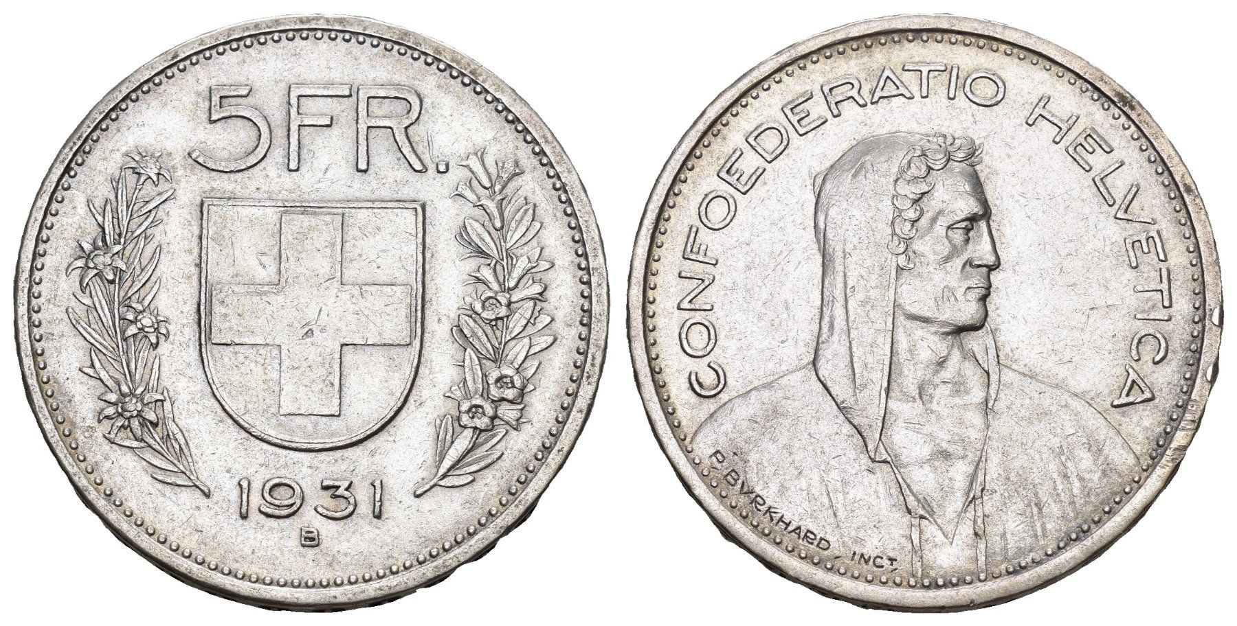 Tutti le monete: Schweiz 5 Frankne 1931 Abart – Usato da Bern venduto da numismatictops