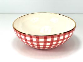 EnSoie Bonnie Bowl M - Vichy Rot & Weiss - Goldrand - Ø 27cm