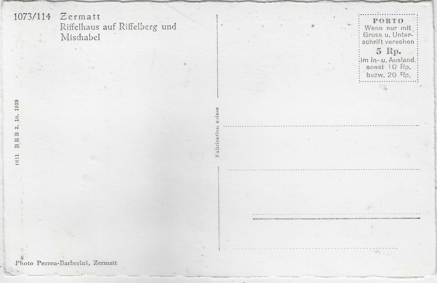 Cartoline postali: Zermatt - Riffelhaus auf Riffelberg – Usato da Ettingen venduto da Kartenplanet 1