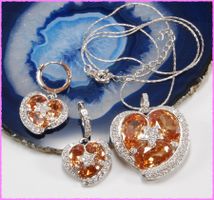 Schmuckset Herz, Kette und Ohrringe