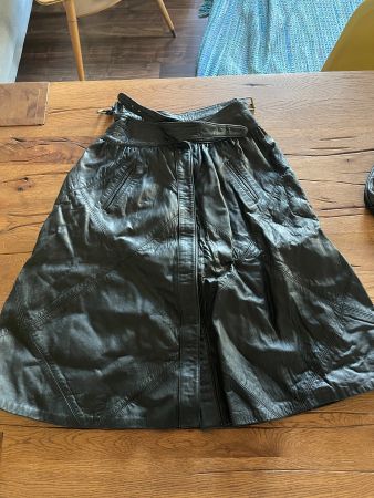 Cooler Vintage Lederrock Schwarz Grösse 42 Damen Rock