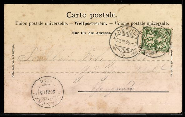 Ansichtskarten: AK Langenthal /Bern, Central Markthalle – Gebraucht aus Berlin von bartko-reher 1