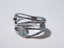 Silberfarbener Ring, Retro-Boho-Style, Gr. 56 (17.8mm) / NEU