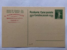 Postkarte Tellknabe mit Überdruck 7 1/2 Rp, ungebraucht