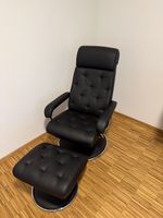 Relaxsessel mit Hocker – schwarz, verstellbare Rückenlehne