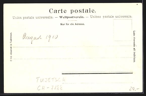 Cartoline postali: AK Tschamutt, Strassenpartie mit Kirche – Usato da Berlin venduto da bartko-reher 1