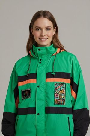 Vintage ALEX Athletic Windbreaker Jacke - Grün & Schwarz -