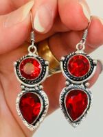 Garnet Gemstone Handmade Drop Dangle Earrings Jewelry
