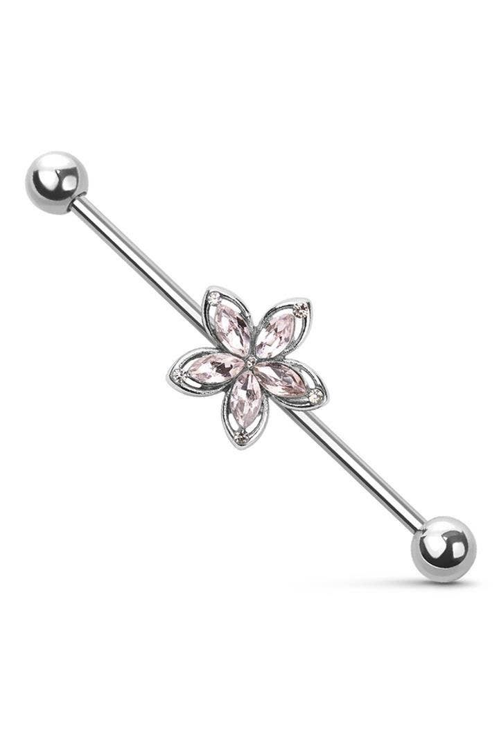 Gioielli per piercing: Barbell mit Kugel und Steinblume – Nuovo e nell'imballaggio originale da Döttingen venduto da Orangeroad