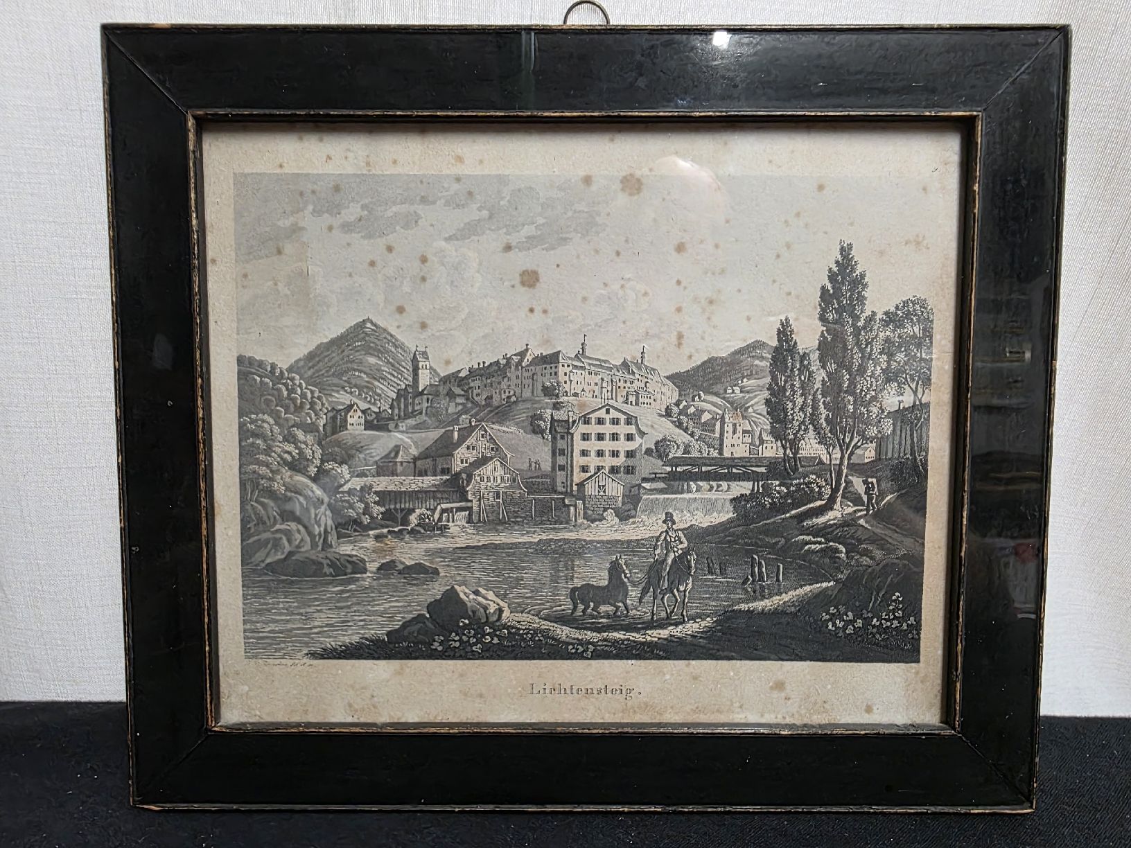Incisioni: Originale Stich Lichtensteig, 1875, gerahmt IB Eisenring – Usato da Wolfertswil venduto da Antiko 1