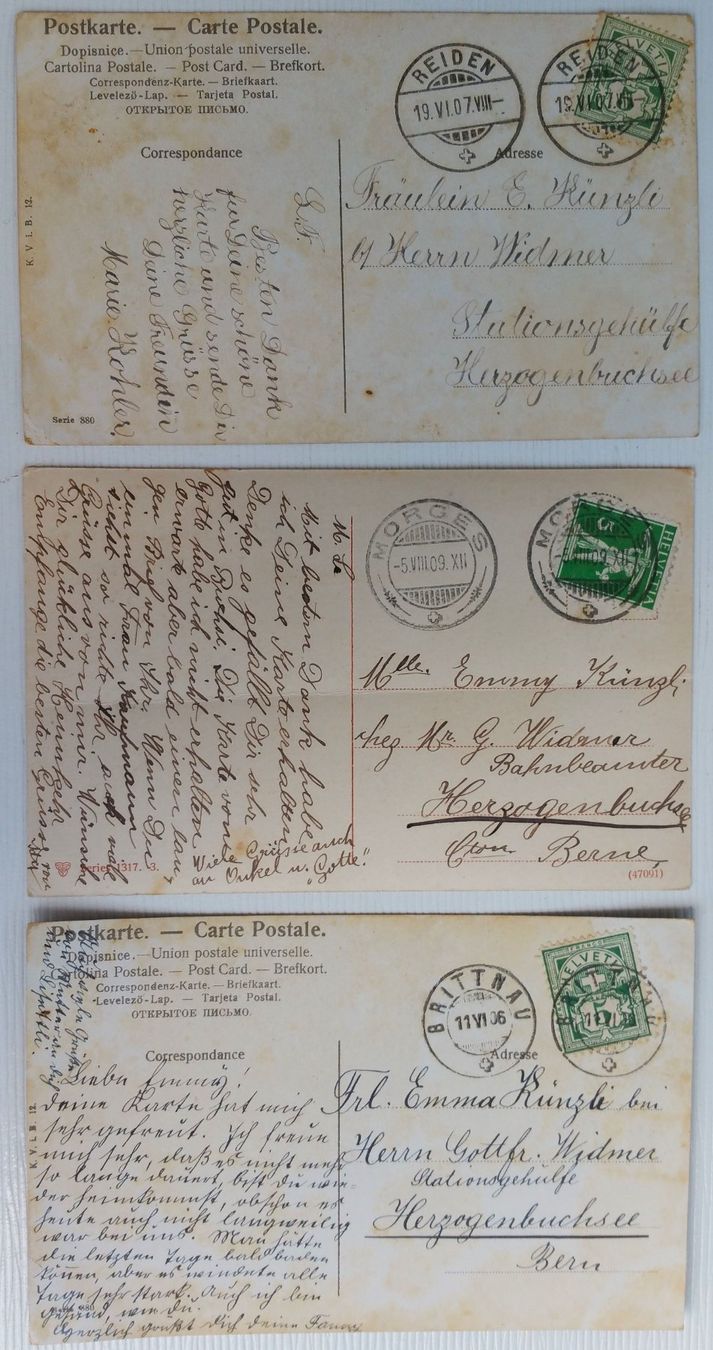 Cartoline postali: 3x AK von 1906-09: Junge – Usato da Oberriet SG venduto da Krishna111 4
