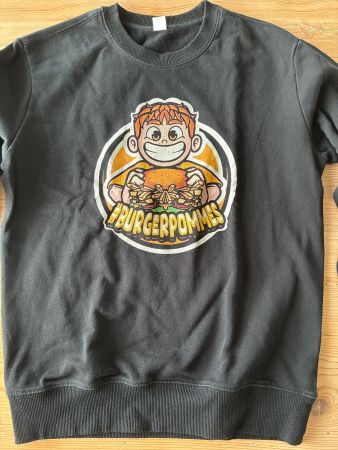 Schwarzer #Burgerpommes-Sweater, Grösse S, Top Zustand!