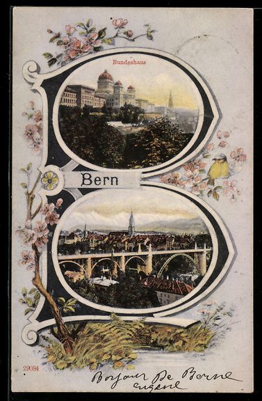 Cartes postales: Bern, Buchstabe B, Bundesgebäude, Total – D'occasion à Berlin par bartko-reher