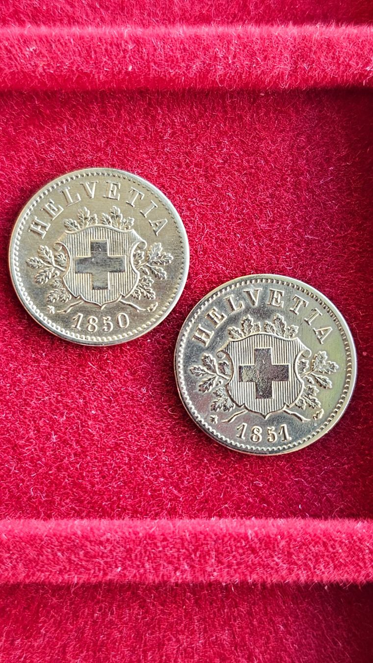 Tutti le monete: 10 Rappen 1850 + 1851 – Usato da Unterterzen venduto da Speedy076