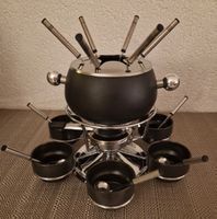 Fondue Chinoise Set Emaille schwarz mit Drehkarussell neu