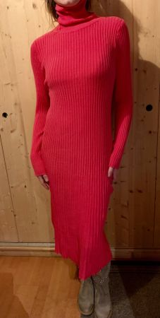 Chic abito dolcevita-primavera 👌fucsia-viscosa-M/L-nuovo