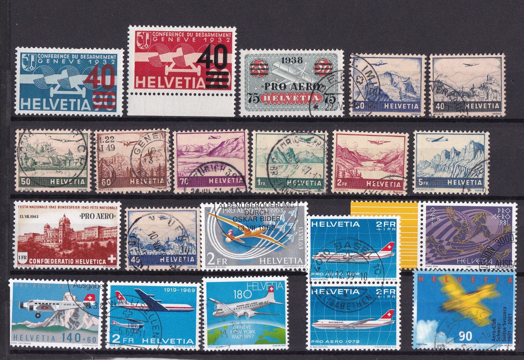 Tutti i francobolli: CH Briefmarken Lot "Flugpost" ab 1923 – Usato da Münchwilen AG venduto da Nesar 1