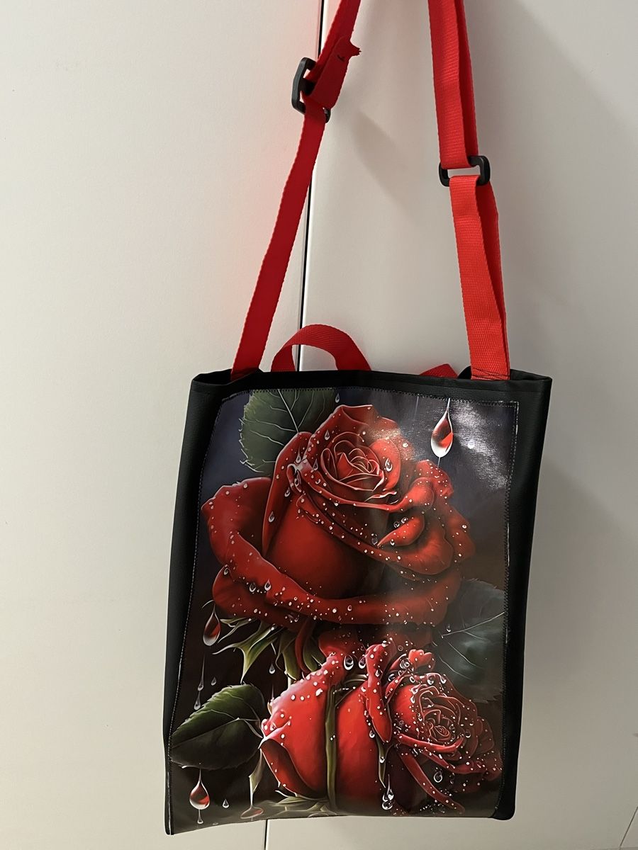 Taschen für Damen: Schwarze Einkaufstasche mit Rosenmotiv – Neu (gemäss Beschreibung) aus Schaffhausen von grogga 1