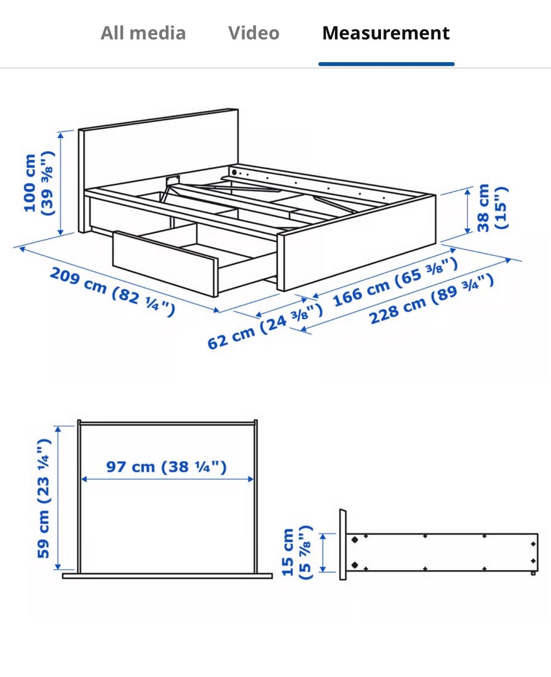 Ikea Letti: Ikea MALM Bed frame,w 4 storage boxes, white, 160x200 cm – Usato da Pratteln venduto da nad_b9cx 2