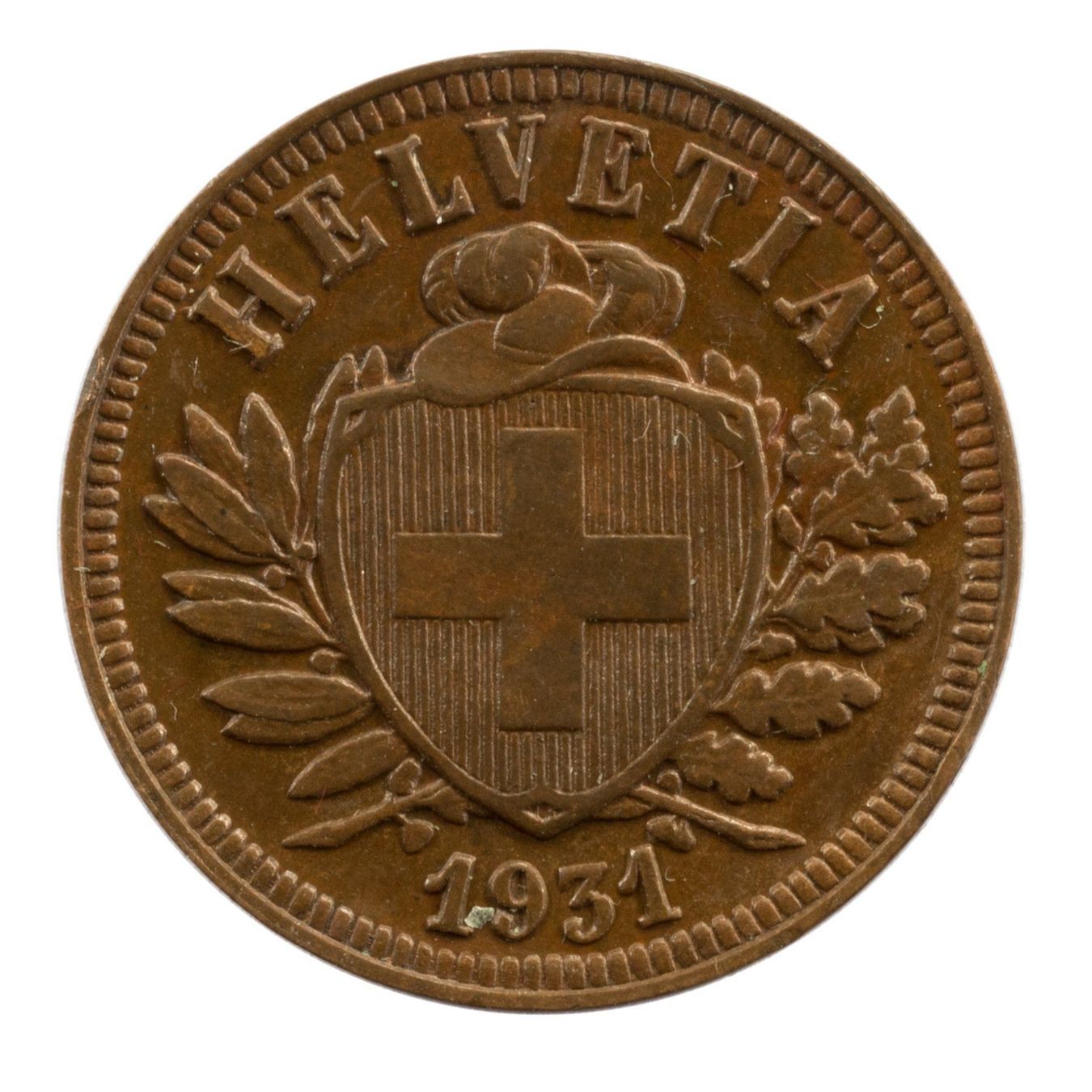 Tutti le monete: Schweiz / Suisse - 2 Rappen - 1931 – Usato da Rotkreuz venduto da Swiss-Coins