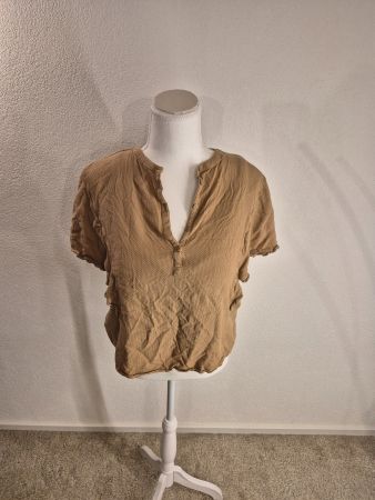 Romantische Bluse in Dunkelbeige, Grösse M