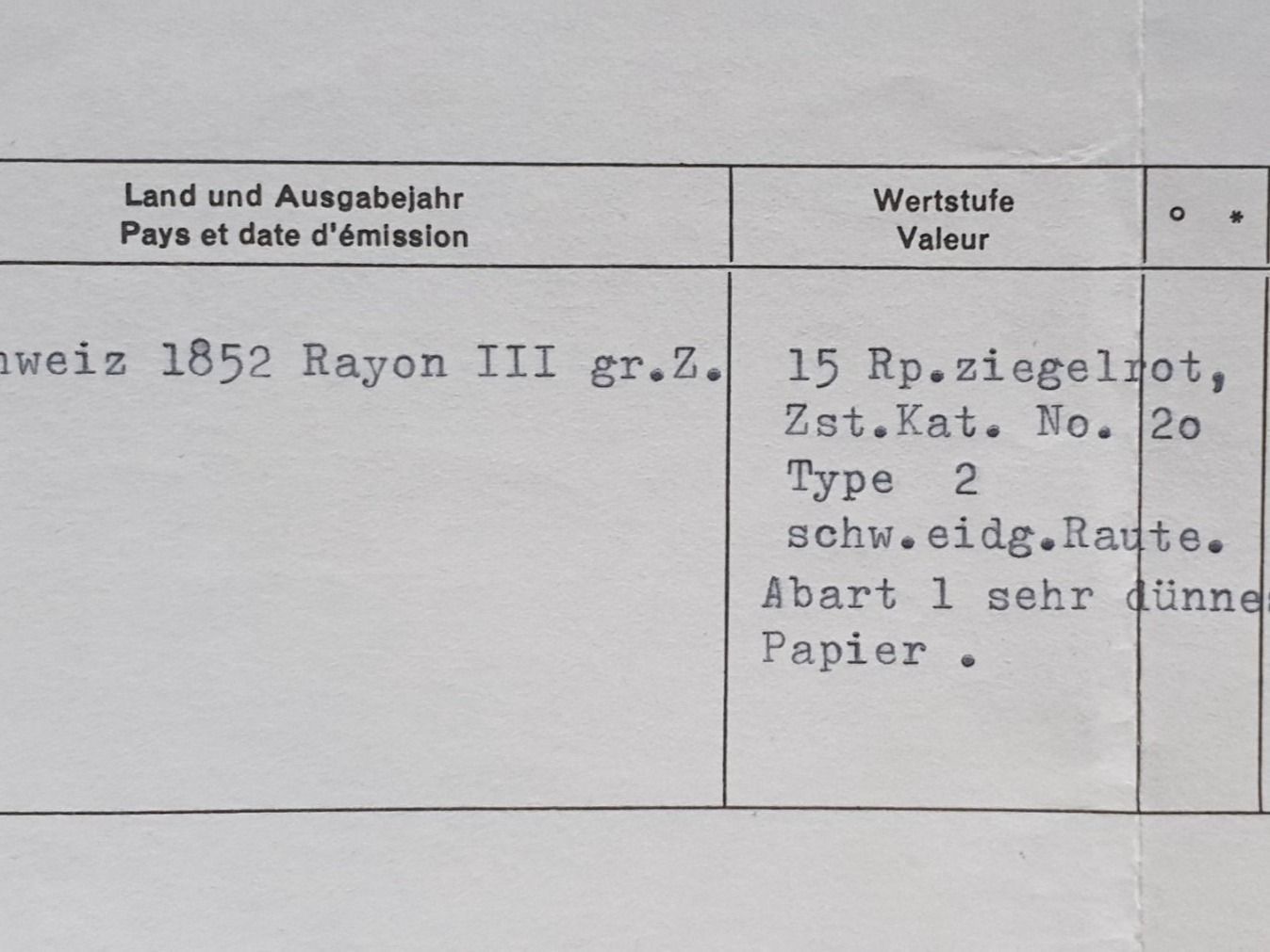 Tutti i francobolli: (246) Rayon III Schweiz 1852 mit Befund – Usato da Schwarzhäusern venduto da Inot3 5