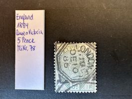 England - 1884 Queen Victoria 5p Mi 78 KW 150.-