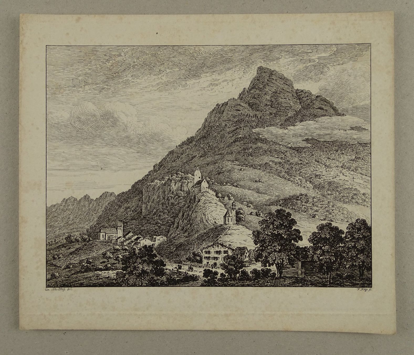 Incisioni: SARGANS, KUPFERSTICH-RADIERUNG 1813 – Usato da Grüningen venduto da Kartensammler