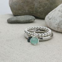 Edelstahl & Silber Chalzedone Ring SET Ringgrösse 60