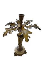 Vintage Kerzenständer Messing & Onyx - floraler Kandelaber