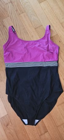 Badkleid Schwarz/Weiss/Magenta Gr. 50