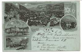 Gruss aus Chur (GR) Obertor - Postkutsche - Litho - 1899 !