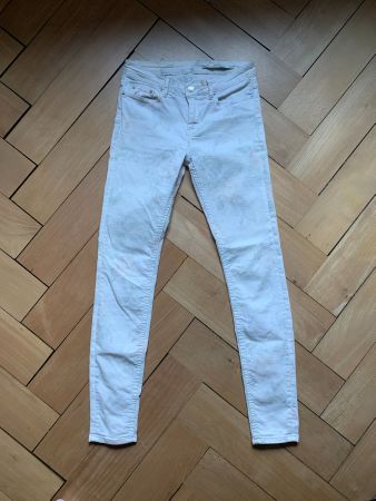 ZARA - Slim Fit Jeans weiss geblümt 34