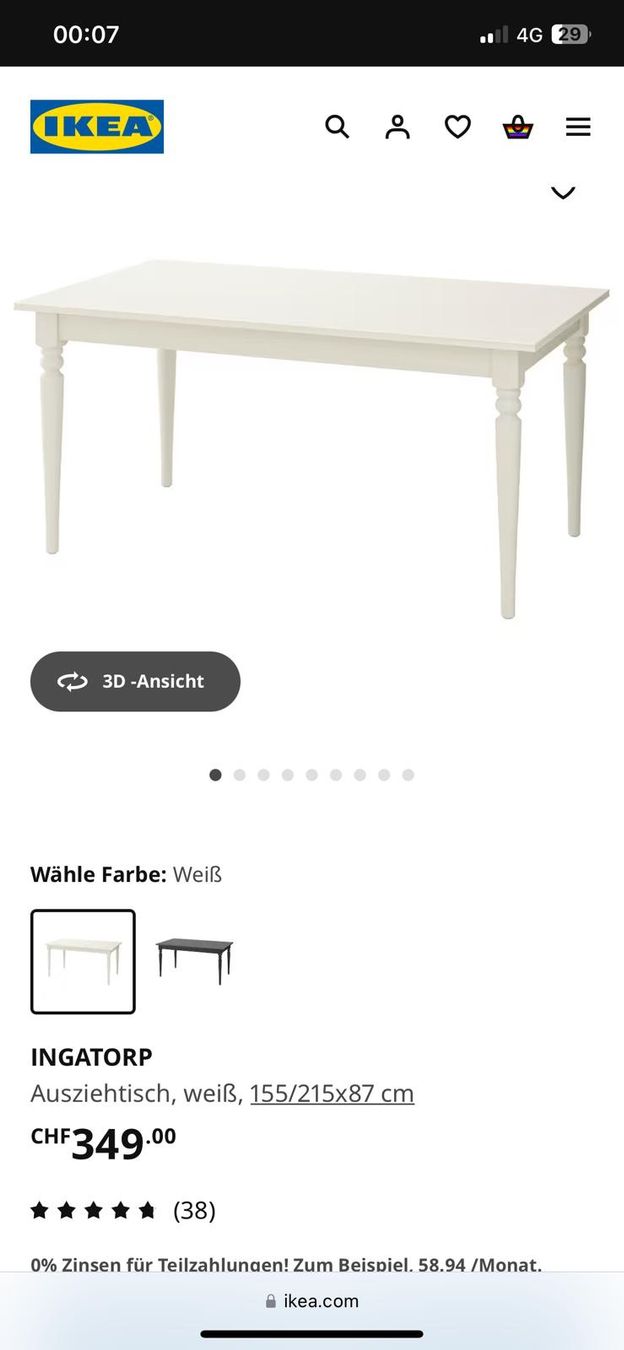 Ikea Tavoli: Ikea Ingatorp, Holztisch Weiss – Usato da Davos Frauenkirch venduto da pat_t9dh 3