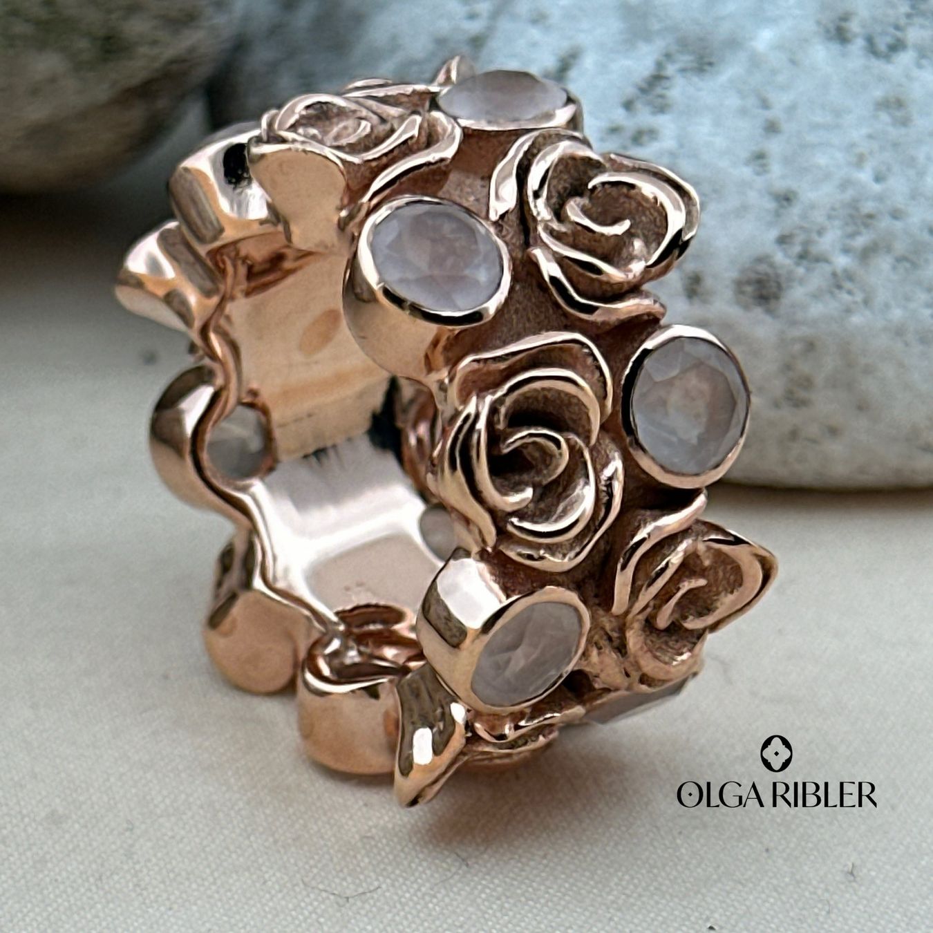 Olga Ribler Bagues: Statement Silber Ring 925 mit Rosenquarzen Grösse 55 – Neuf (Voir description) à Luzern par Schmuckoutlet 5