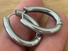 Luxus Elegante Edelstahl Ohrstecker/Creolen Farbe:  Silber
