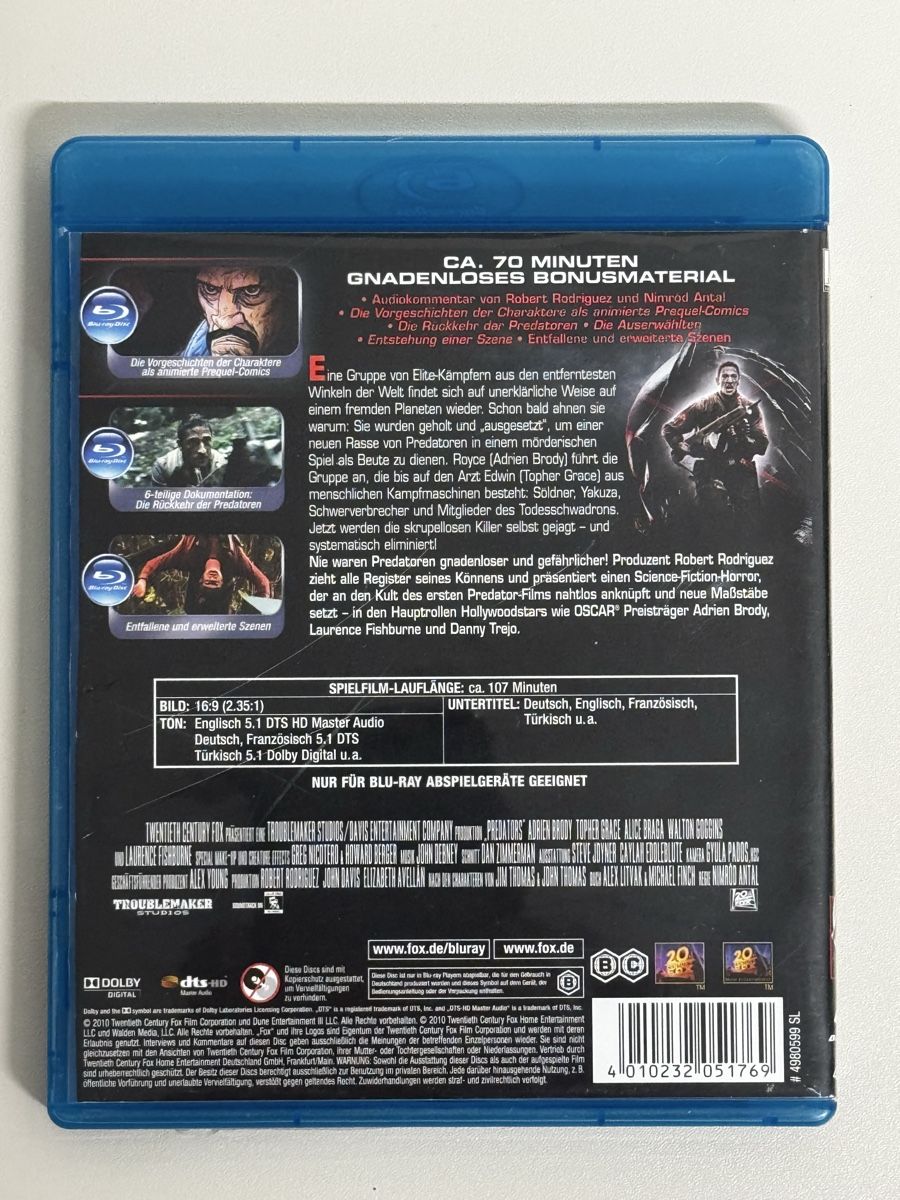 Tutti i DVDs: Blu-ray Film PREDATORS Robert Rodriguez neuwertig – Usato da Zürich venduto da Nobs1 1