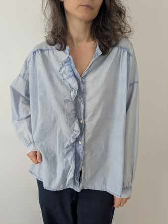 Damen Bluse Ultimo Fashion Grösse L Himmelblau 